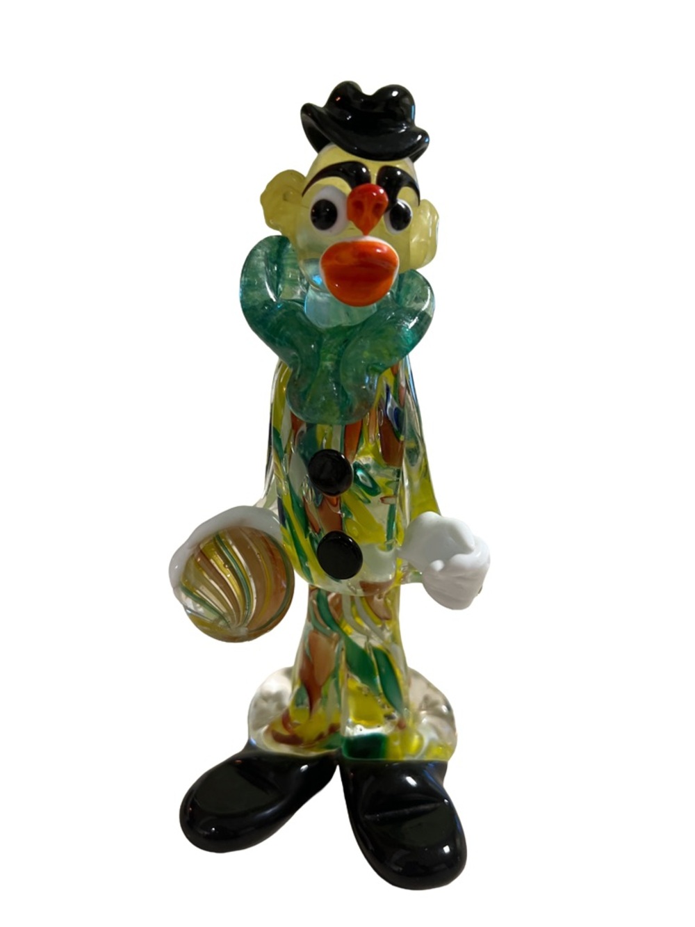 Vintage Murano Glass clown Figurine Hand Blown Glass Art. Italy. 7 in